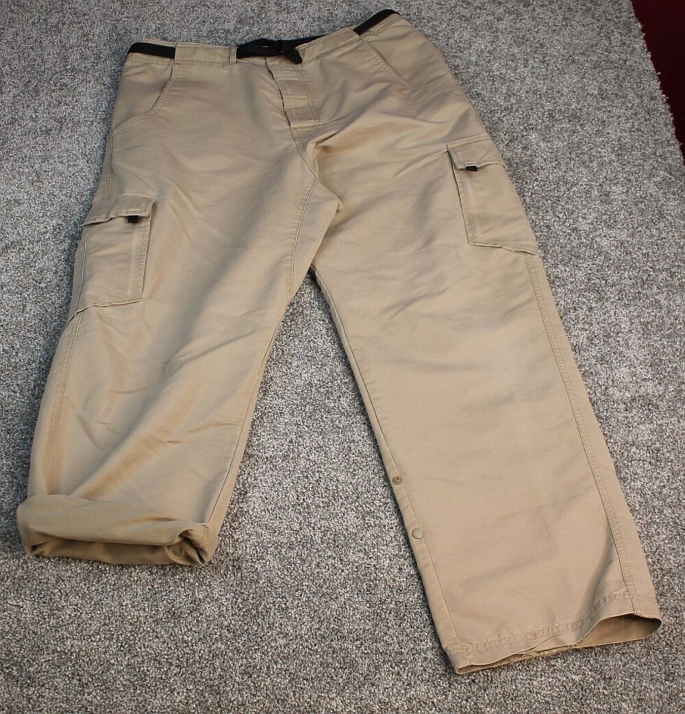 Prana Pants Men XL Khaki Roll Cuff Stretch Cargo Hiking Outdoor Utility Breathe